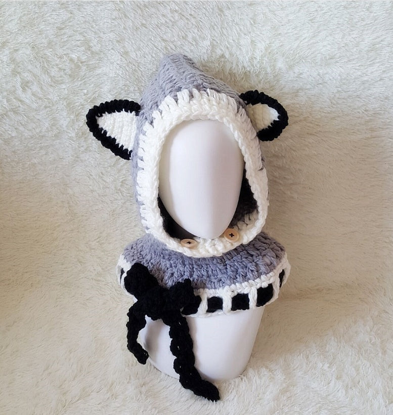 Children's wool knit hat hand-knitted warm earmuffs cape caps for men and women - iztia