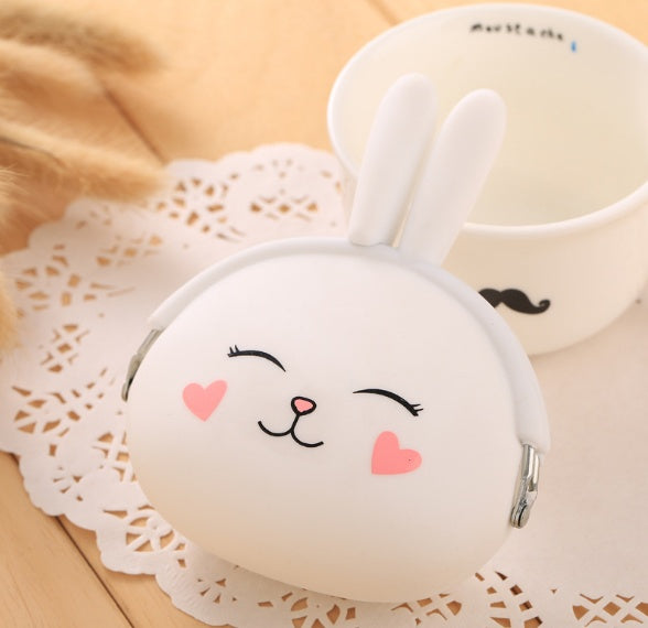 Cartoon silica gel zero purse Korean lovable rabbit zero purse candy color packet key bag lady bag - iztia