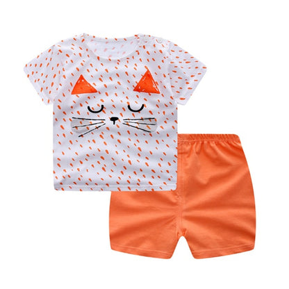 Cartoon Clothing Baby Boy Summer Clothes T-shirt Baby Girl Casual Clothing Sets - iztia