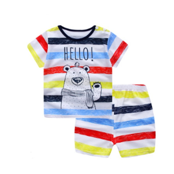 Cartoon Clothing Baby Boy Summer Clothes T-shirt Baby Girl Casual Clothing Sets - iztia