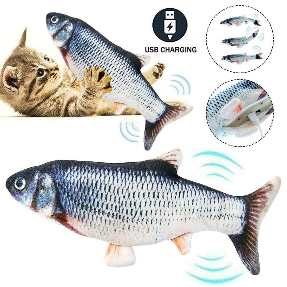 Electric Fish Cat Toy Realistic Interactive Kicker Jumping Dancing Kitten Toys - iztia