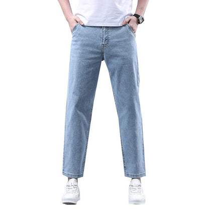 Men's Slim Fit Cropped Casual Light-colored Jeans - iztia