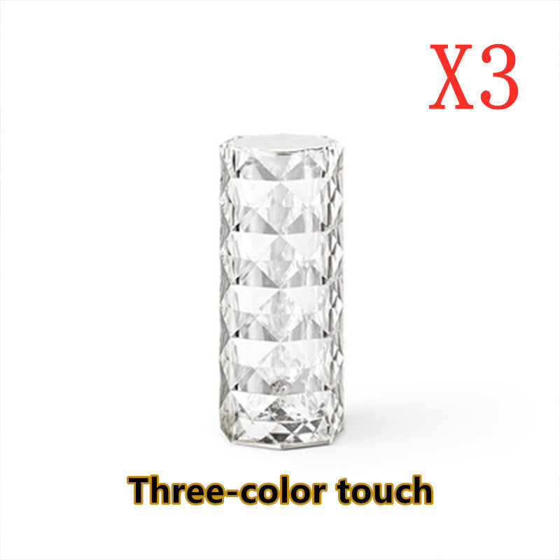 Nordic Crystal Lamp USB Table Lamps Bedroom Touch Dimming Atmosphere Diamond Night Light Rose Projector Lamp Decor - iztia