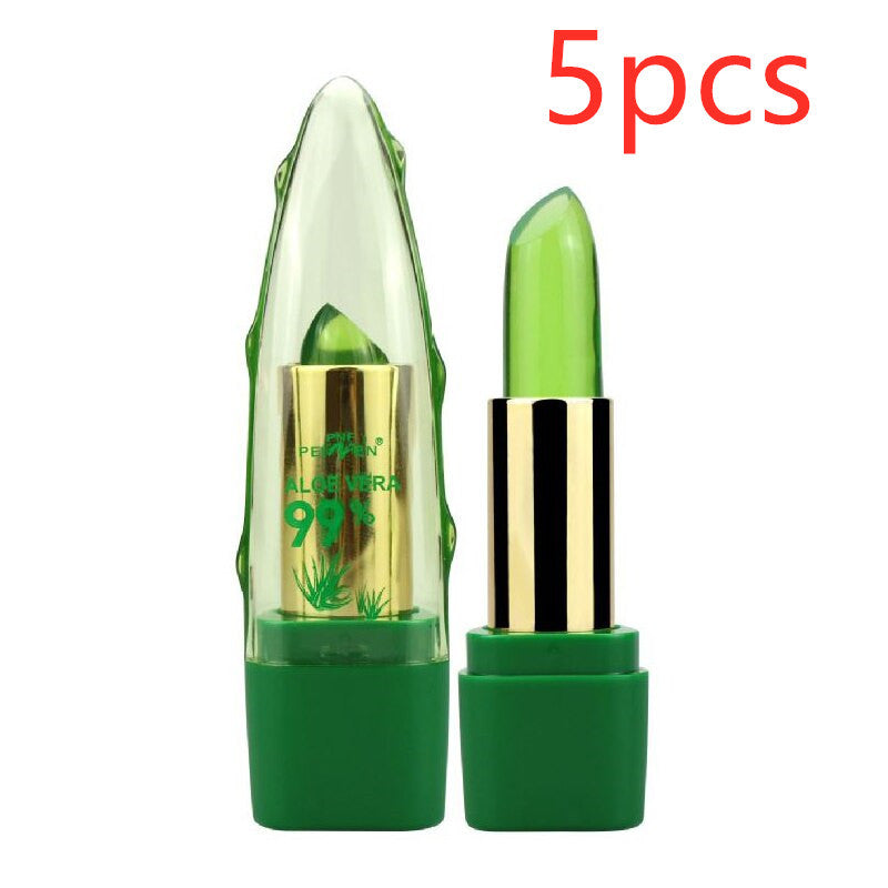 Aloe Vera Gel Color Changing Lipstick Gloss  Moisturizer Anti-drying Desalination Fine-grain Lip Blam Care - iztia