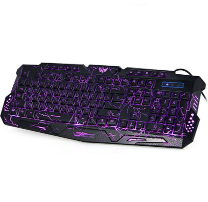 J10 tricolor backlight wired gaming keyboard set colorful luminous gaming mouse keyboard Russian keyboard - iztia