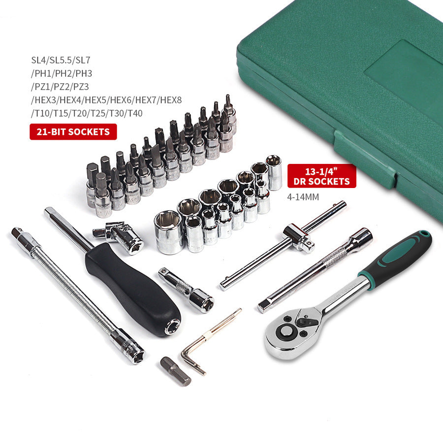 Car Repair Tool 46pcs Inch Socket Set Car Repair Tool Ratchet Torque Wrench Combo Tools Kit Auto Repairing Tool Set - iztia