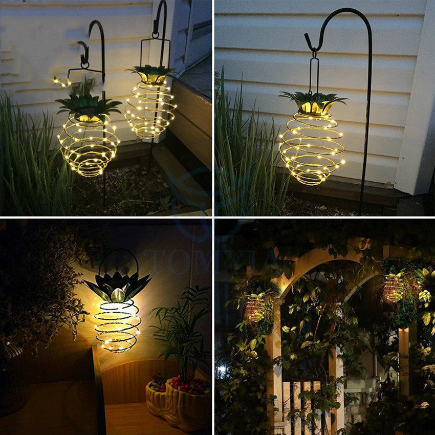 Outdoor Waterproof Garden Pineapple Solar Lights Path Lights Hanging Fairy Lights Solar Led Warm Fairy String Decor - iztia