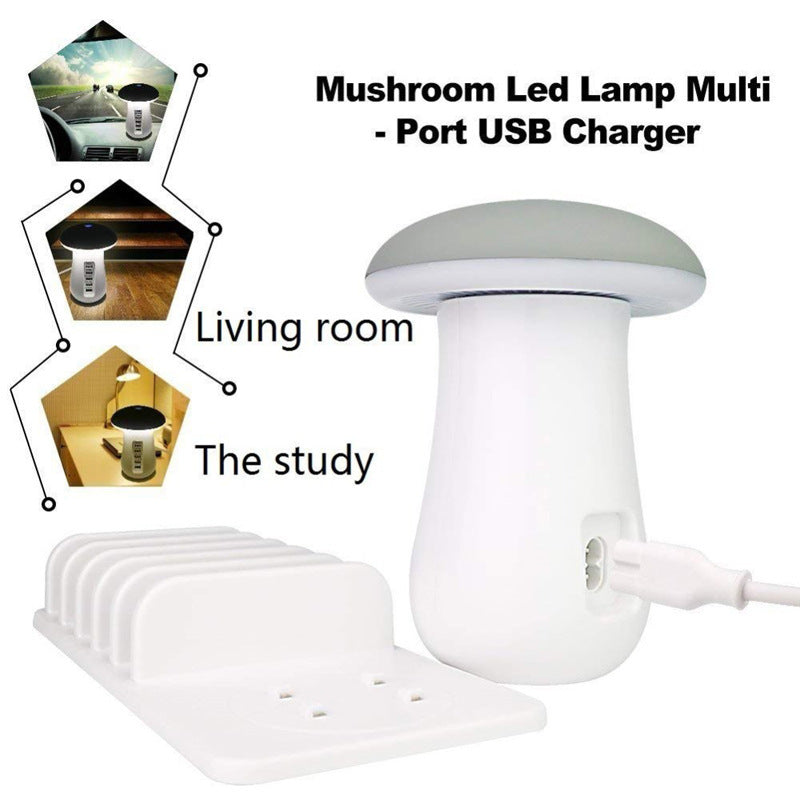 2 In 1 Multifunction Mushroom Lamp LED Lamp Holder USB Charger Home Office Supplies - iztia