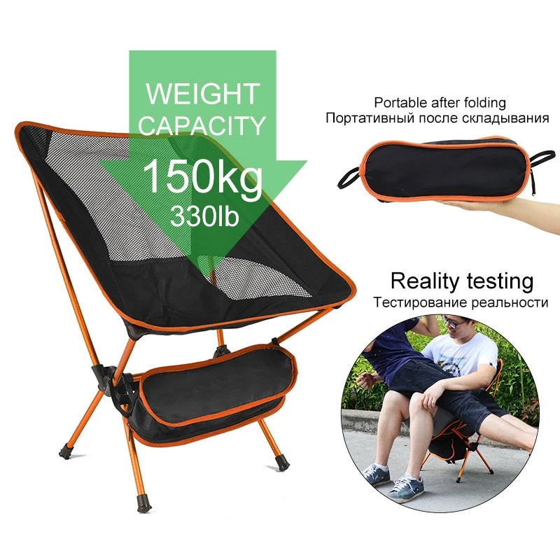 Travel Ultralight Folding Chair Superhard High Load Outdoor Camping Chair Portable Beach Hiking Picnic Seat Fishing Tools Chair - iztia