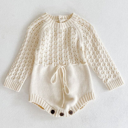 Girl Baby Knitted Hollow Waist Girdle Long Sleeves Harpy Dress Triangle - iztia