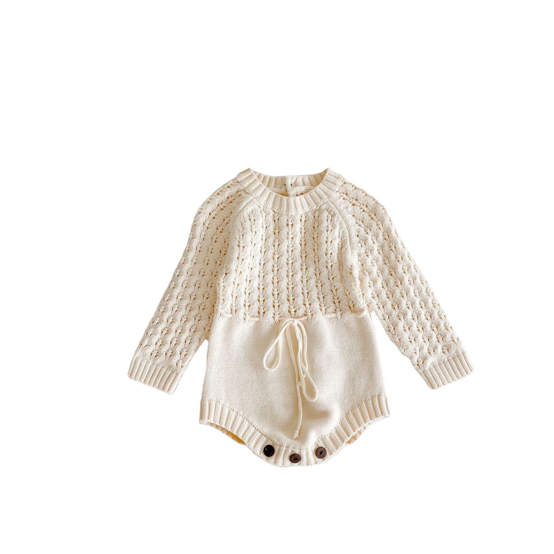 Girl Baby Knitted Hollow Waist Girdle Long Sleeves Harpy Dress Triangle - iztia