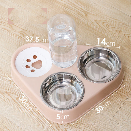 Dog Bowl Double Bowl Automatic Drinking Dog Food Bowl Rice Bowl - iztia