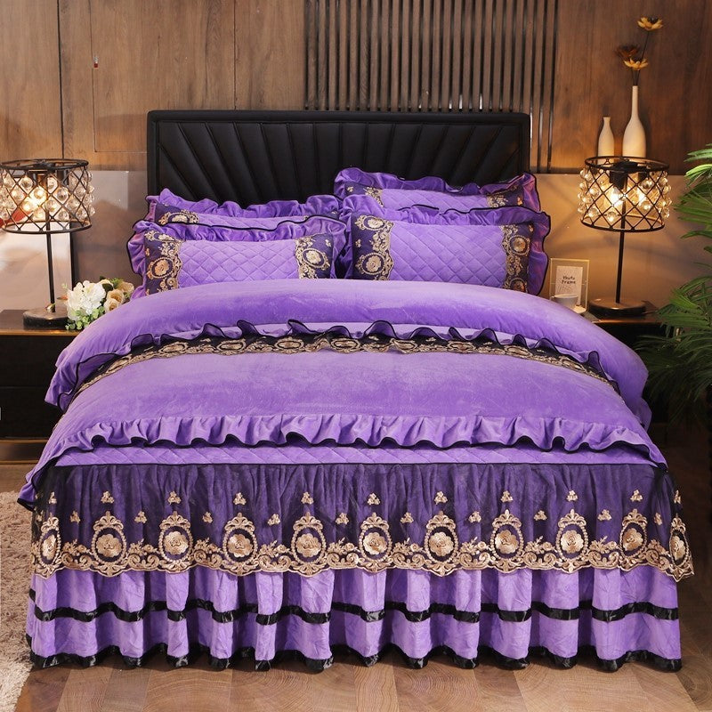 Lace Bedskirt Bedclothes Mattress Cover Bedspread Pillowcases Home Textiles - iztia