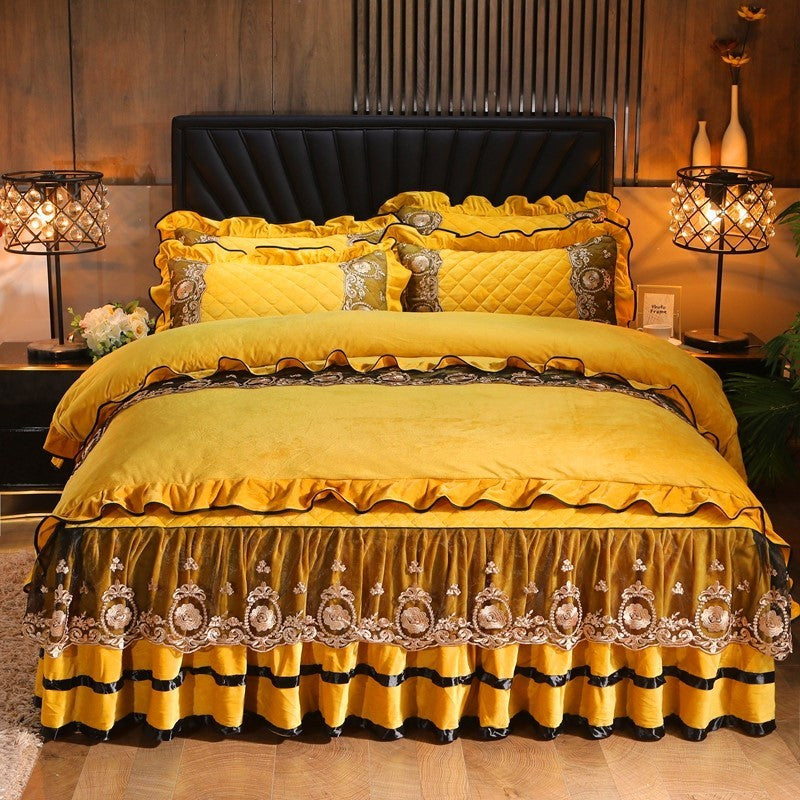 Lace Bedskirt Bedclothes Mattress Cover Bedspread Pillowcases Home Textiles - iztia