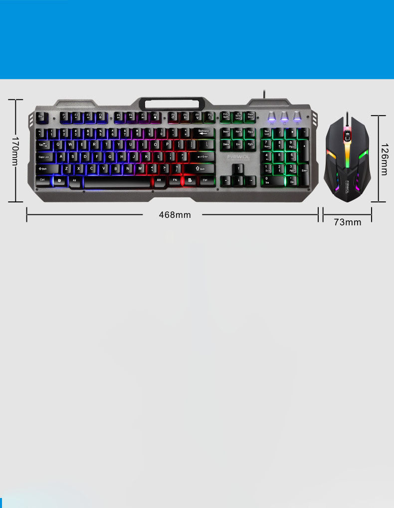 Friends Wolf KT600 Gaming Keyboard And Mouse Set Manipulator Feel Office Computer Metal Gaming Wired Keyboard USB - iztia