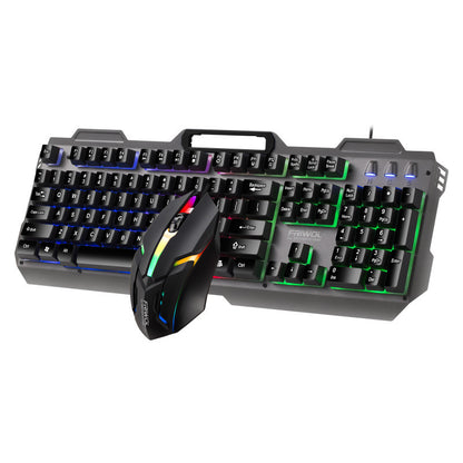 Friends Wolf KT600 Gaming Keyboard And Mouse Set Manipulator Feel Office Computer Metal Gaming Wired Keyboard USB - iztia