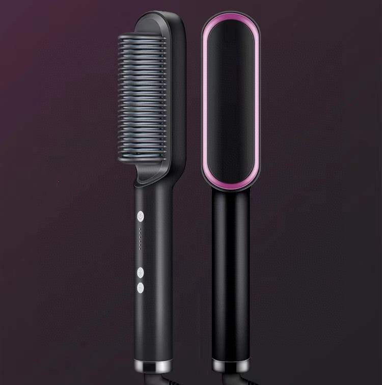 New 2 In 1 Hair Straightener Hot Comb Negative Ion Curling Tong Dual-purpose Electric Hair Brush - iztia