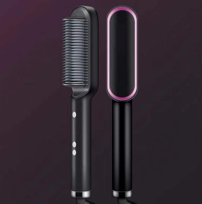 New 2 In 1 Hair Straightener Hot Comb Negative Ion Curling Tong Dual-purpose Electric Hair Brush - iztia