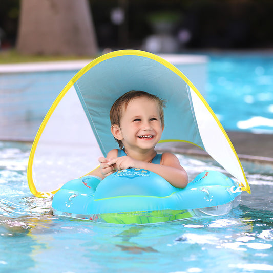 Baby Swimming Float With Canopy Inflatable Infant Floating Ring Kids Swim Pool Accessories Circle Bathing Summer Toys - iztia