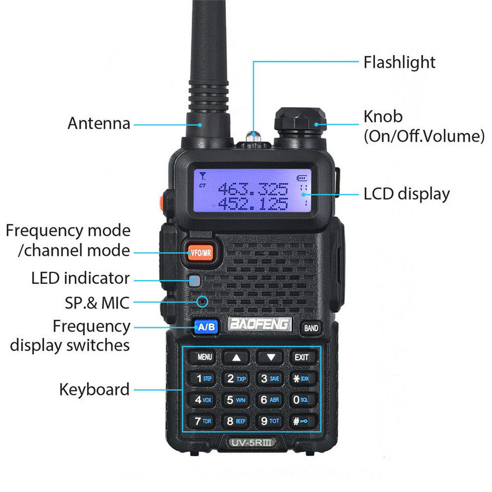 Baofeng Uv-5R Three Segment Walkie Talkie Vhf 220-226Mhz Uhf Frequency Dual Antenna Walkie Talkie Civil Handpiece - iztia