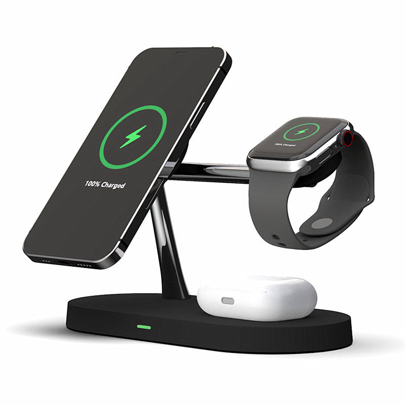 Multifunctional Five-In-One Magnetic Wireless Charging Watch Headset Desktop Mobile Phone Holder Charger 15W Fast Charge - iztia