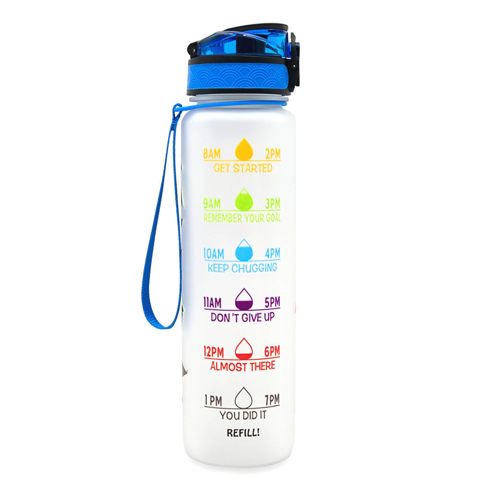 1L Tritan Water Bottle With Time Marker Bounce Cover Motivational Water Bottle Cycling Leakproof Cup For Sports Fitness Bottles - iztia