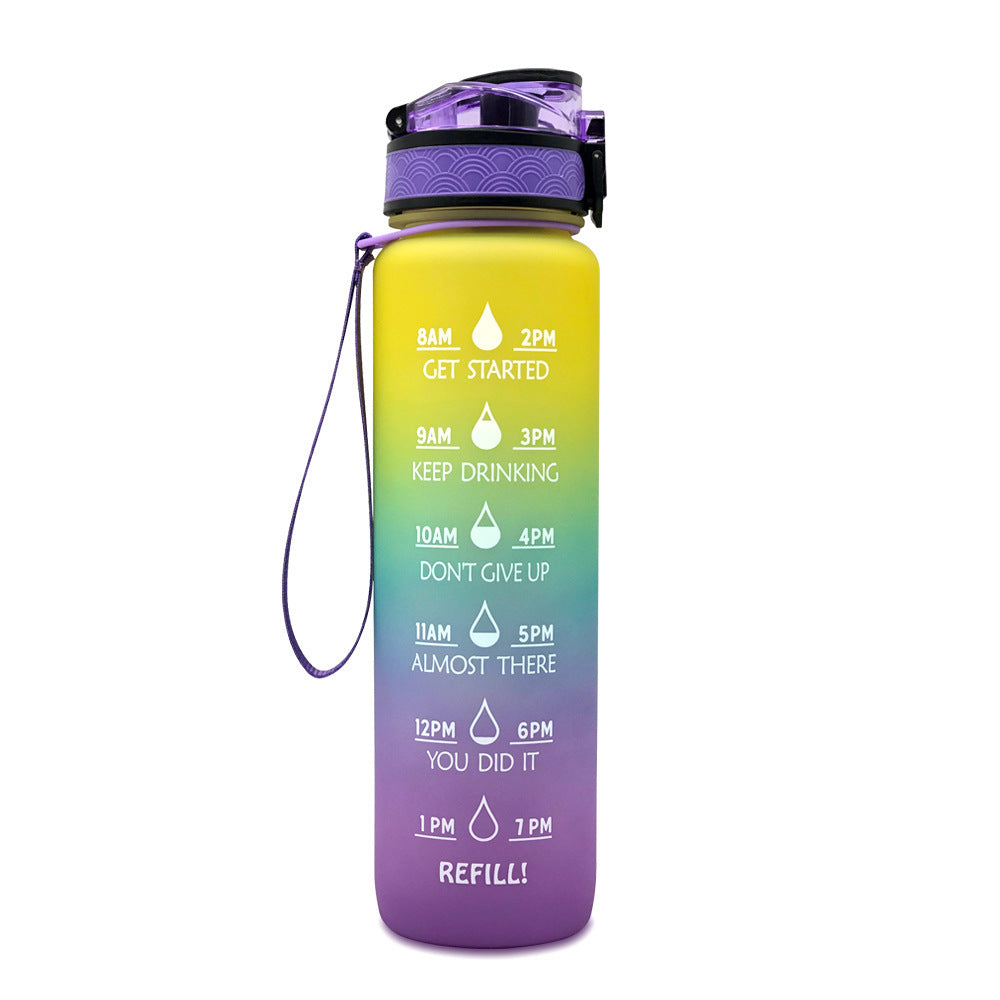 1L Tritan Water Bottle With Time Marker Bounce Cover Motivational Water Bottle Cycling Leakproof Cup For Sports Fitness Bottles - iztia