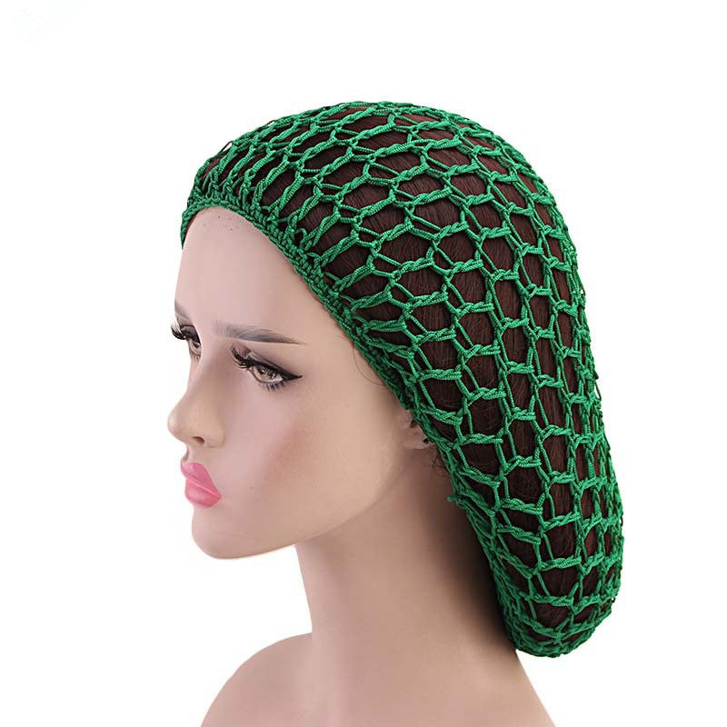 Ladies Hand Crocheted Drooping Hair Net, Hair Care Long Net Bag, Mesh Night Cap - iztia