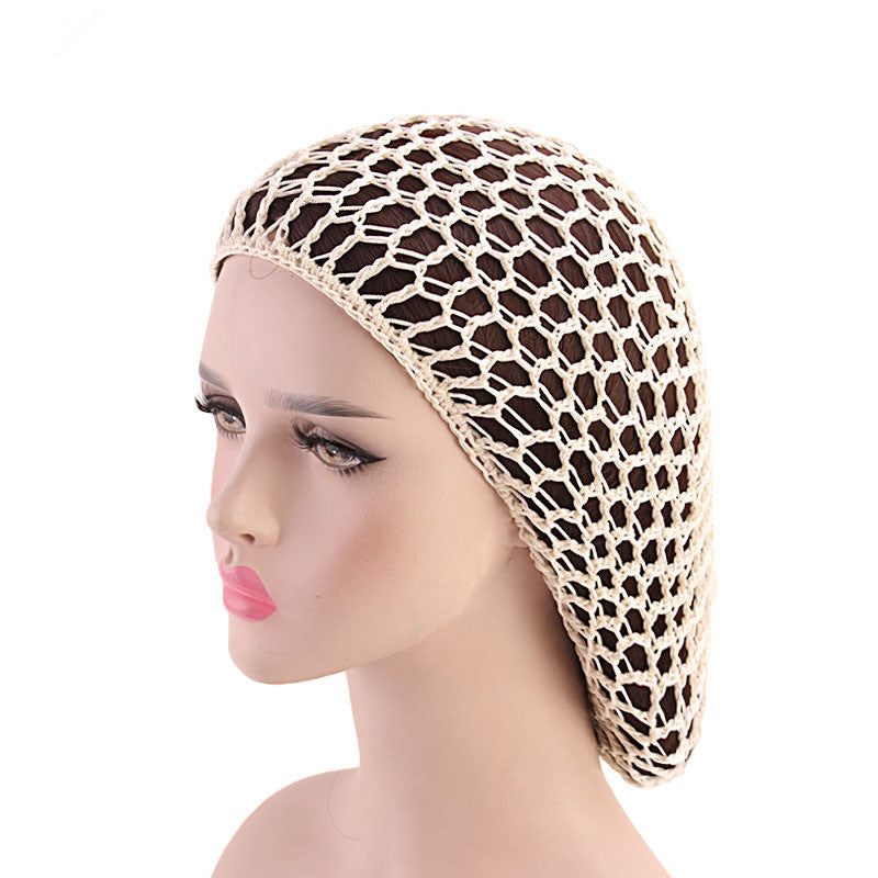 Ladies Hand Crocheted Drooping Hair Net, Hair Care Long Net Bag, Mesh Night Cap - iztia