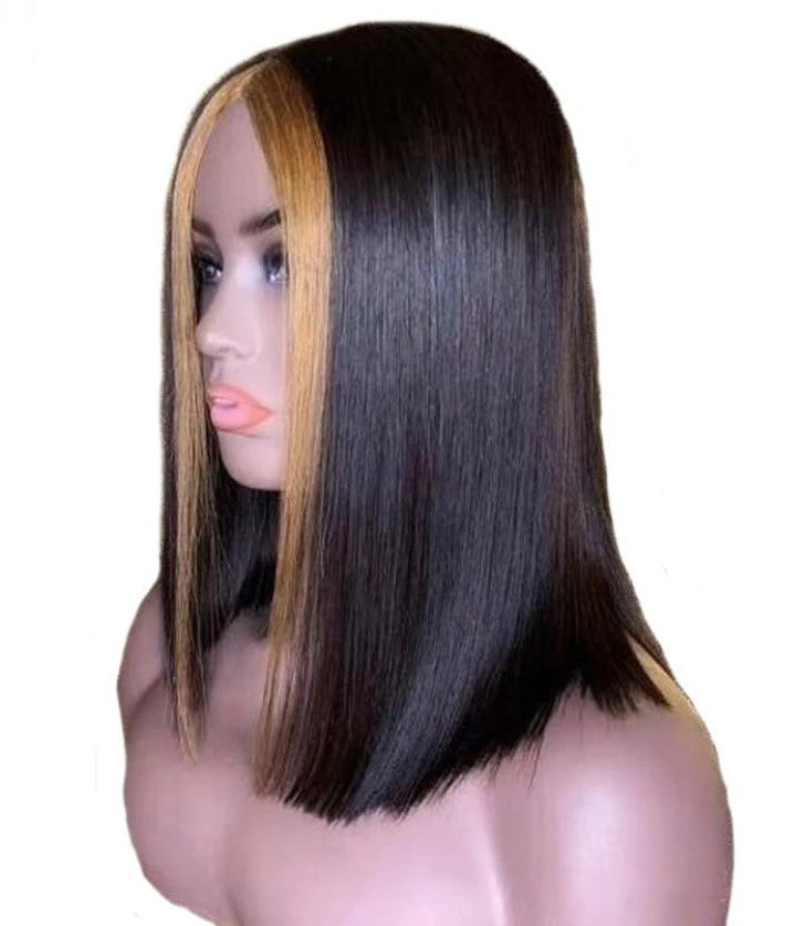 Explosion Style Front Lace Straight Hair Wig European And American Women'S Wig Short Straight Hair Human Hair Wigs - iztia