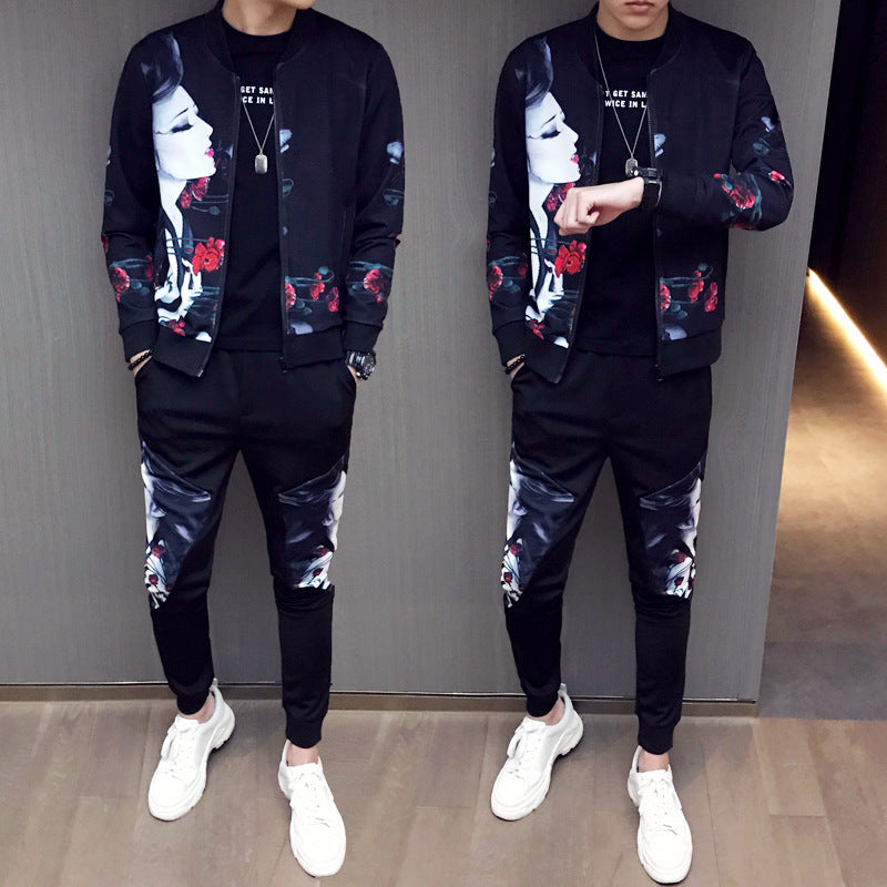 New Jacket Pants Men Tracksuit Moda Hombre Fashion Printing Men's Set Spring Men's Sports Suit 2 Piece Sets Plus Size 5XL - iztia