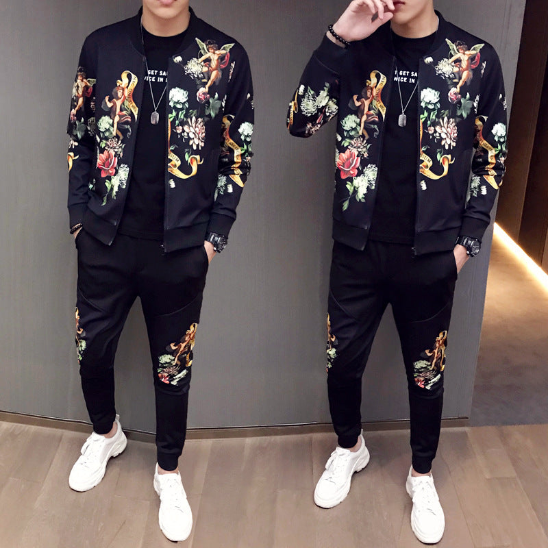 New Jacket Pants Men Tracksuit Moda Hombre Fashion Printing Men's Set Spring Men's Sports Suit 2 Piece Sets Plus Size 5XL - iztia