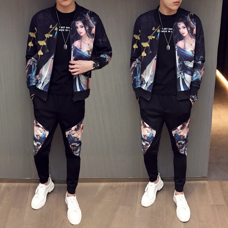 New Jacket Pants Men Tracksuit Moda Hombre Fashion Printing Men's Set Spring Men's Sports Suit 2 Piece Sets Plus Size 5XL - iztia