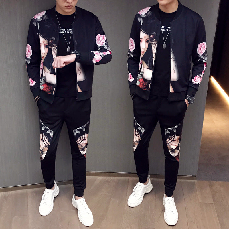 New Jacket Pants Men Tracksuit Moda Hombre Fashion Printing Men's Set Spring Men's Sports Suit 2 Piece Sets Plus Size 5XL - iztia