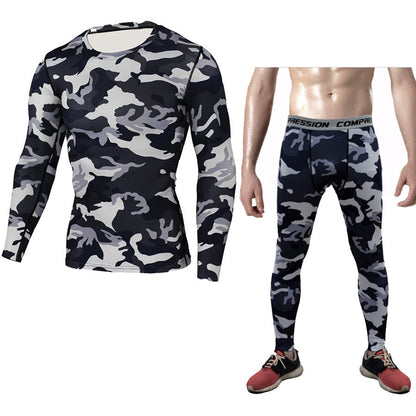 Camouflage Compression Baselayer Set Sports Compression Set Long Sleeve T-Shirt Tights Exercise Clothes Workout Bodysuit Fitness Suits For Men - iztia