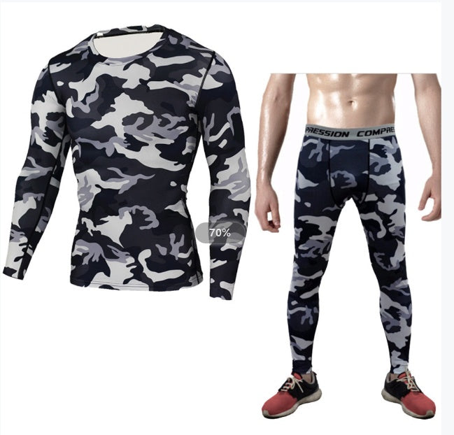 Camouflage Compression Baselayer Set Sports Compression Set Long Sleeve T-Shirt Tights Exercise Clothes Workout Bodysuit Fitness Suits For Men - iztia