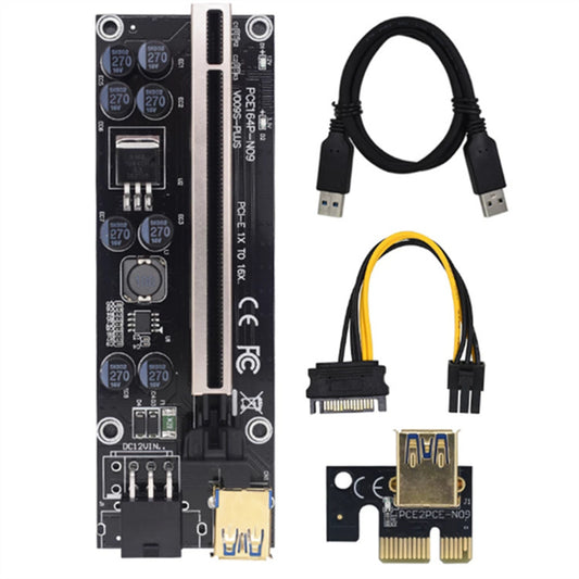 Riser Card 009s Plus PCI-E PCIE PCI Express X16 GPU 6in Adapter card USB 3.0 Cable 1X 16X Extender - iztia