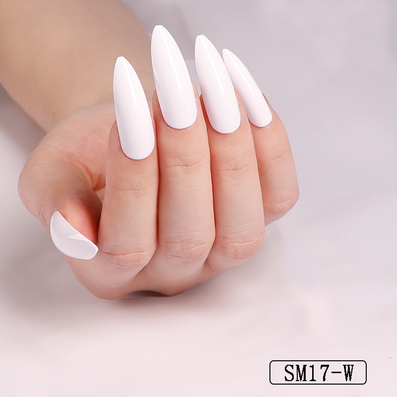 Long Pointed False Nails Solid Color Nails Salon Nails Almond Nail Patches Finger Nails - iztia