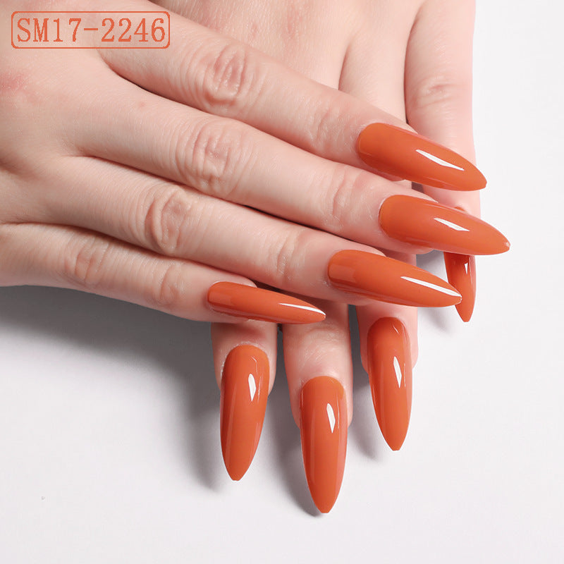 Long Pointed False Nails Solid Color Nails Salon Nails Almond Nail Patches Finger Nails - iztia