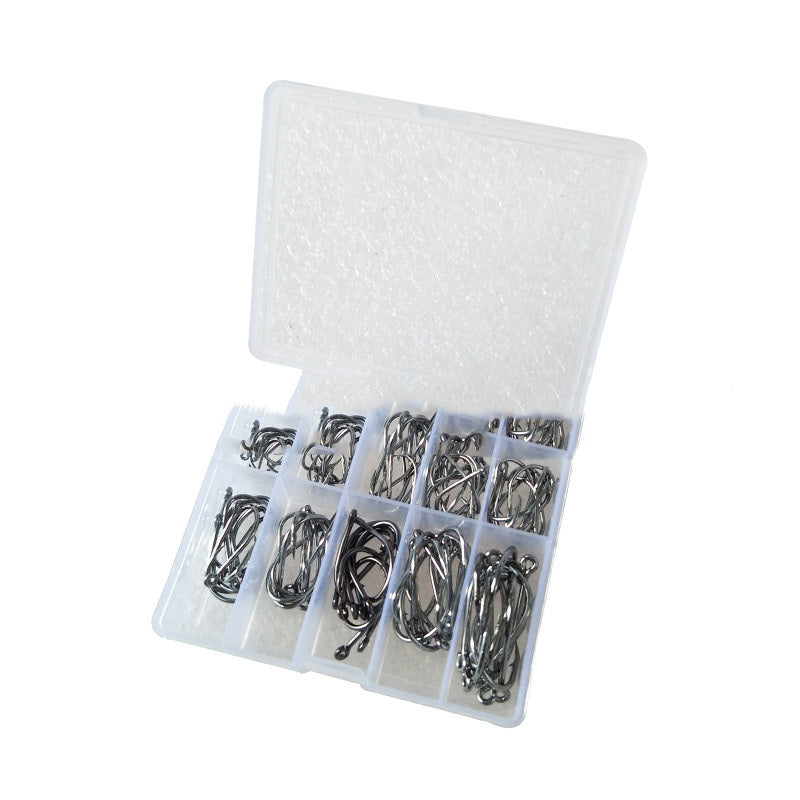 Boxed Fish Hook 100 Pieces Of Tube With Ise Ni 3-12 Barbed Hook, Holed Gold And Black Small Accessories - iztia