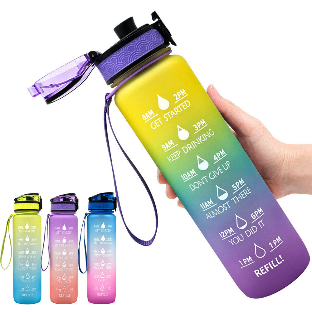 1L Tritan Water Bottle With Time Marker Bounce Cover Motivational Water Bottle Cycling Leakproof Cup For Sports Fitness Bottles - iztia