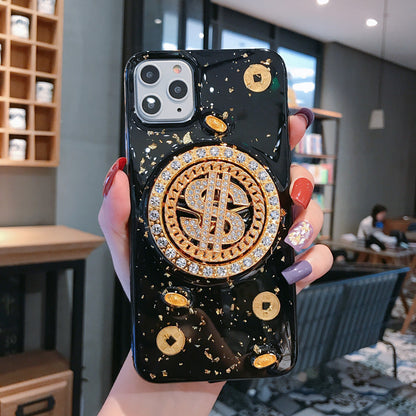 3D Diamond Dollar Turnplate Phone Case Luxury Designer - iztia