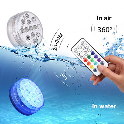 13 Led Submersible Light for Swimming Pool Garden Fountain Bathroom IP68 Waterproof Underwater Lamp with Suction Cup RF Remote - iztia