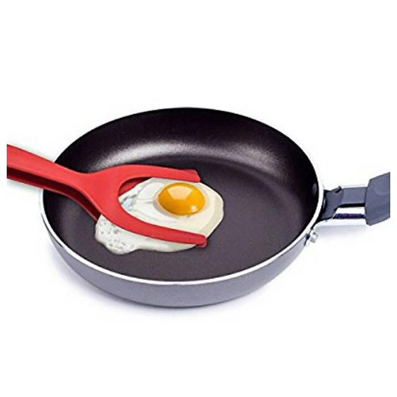 2 In 1 Grip And Flip Tongs Egg Spatula Tongs Clamp Pancake Fried Egg French Toast Omelet Overturned Kitchen Accessories - iztia