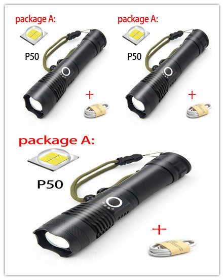 USB Charging Zoom P50 Flashlight - iztia