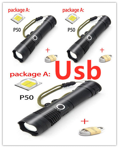 USB Charging Zoom P50 Flashlight - iztia