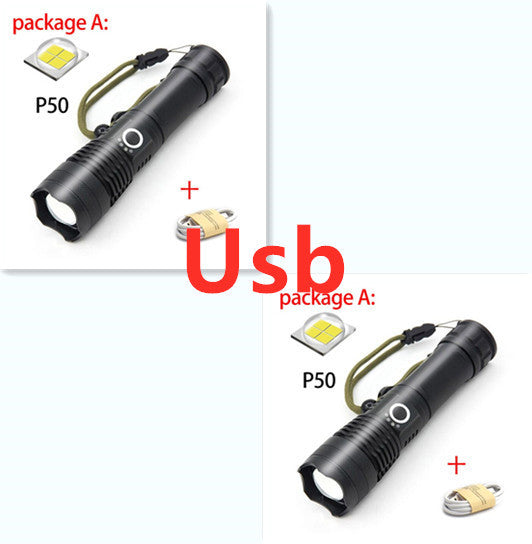 USB Charging Zoom P50 Flashlight - iztia