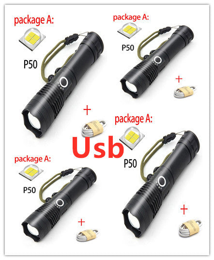 USB Charging Zoom P50 Flashlight - iztia