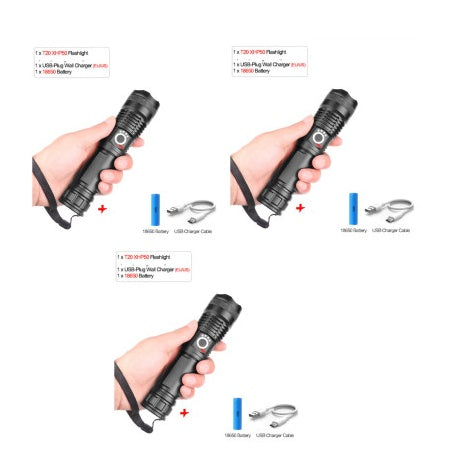 USB Charging Zoom P50 Flashlight - iztia