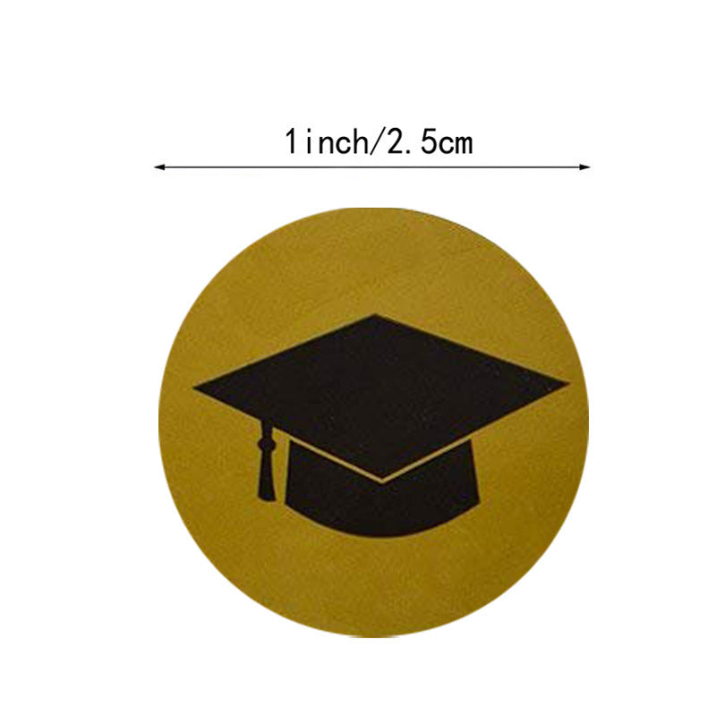 Round Graduation Sticker Graduation Cap And Diploma Label Party School Supplies Student Stationery Sticker - iztia